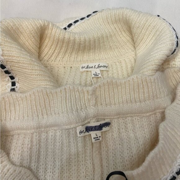 New! For Love And Lemons Jeanette Cardigan and Shorts Set cream 2583 - Picture 4 of 11